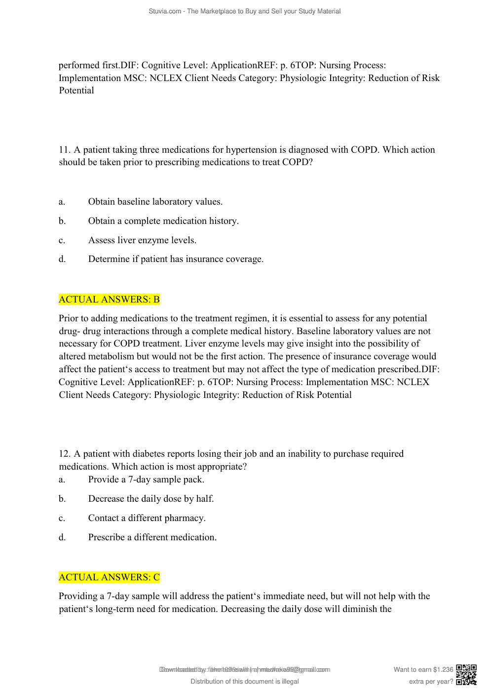 Preview page 9 of Test Bank Lehne's Pharmacotherapeutics for Advanced Practice Nurses 3rd Edition