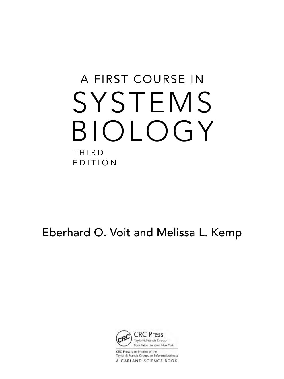 Preview page 4 of A First Course in Systems Biology 3rd BY Eberhard O. Voit, Melissa L. Kemp
