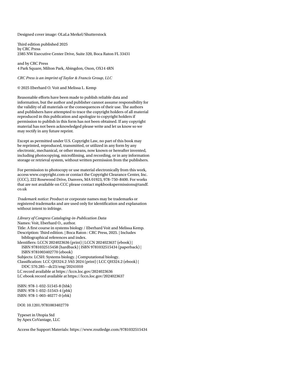Preview page 5 of A First Course in Systems Biology 3rd BY Eberhard O. Voit, Melissa L. Kemp