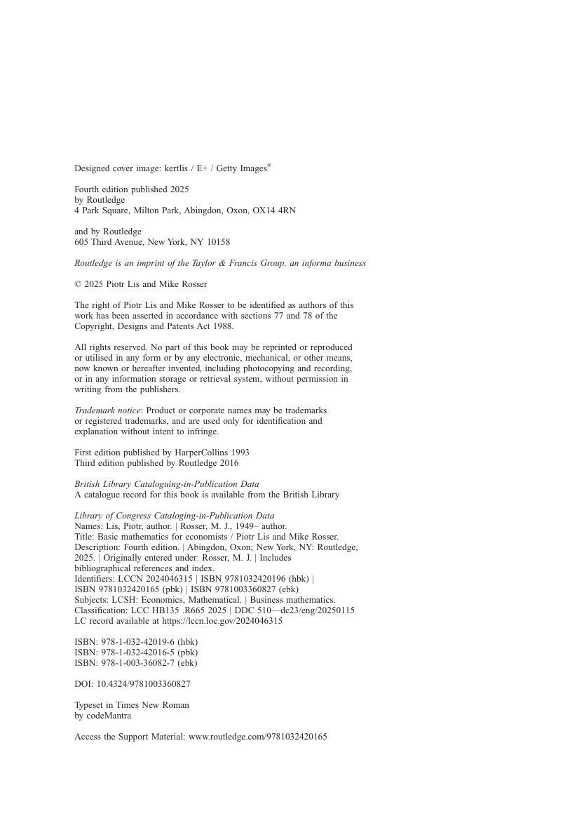 Preview page 5 of Basic Mathematics for Economists 4th Edition By Piotr Lis, Mike Rosser