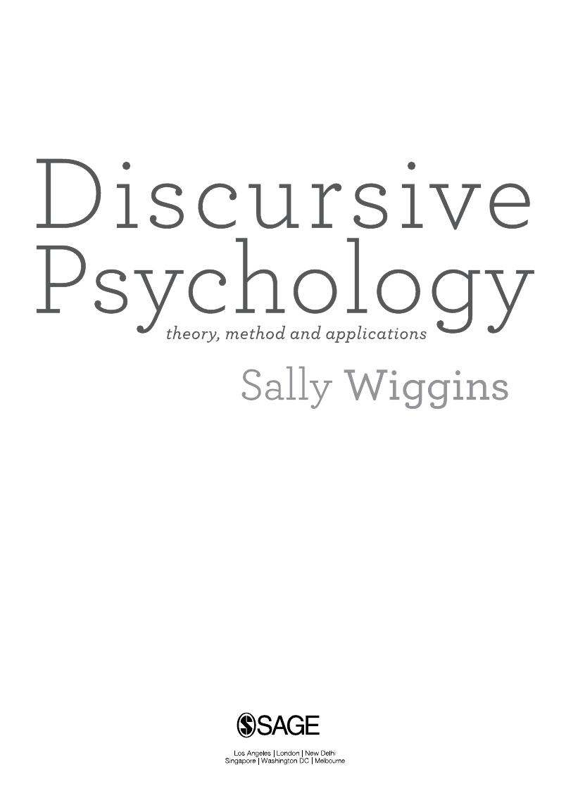 Preview page 2 of Discursive psychology theory method and applications By Sally Wiggins
