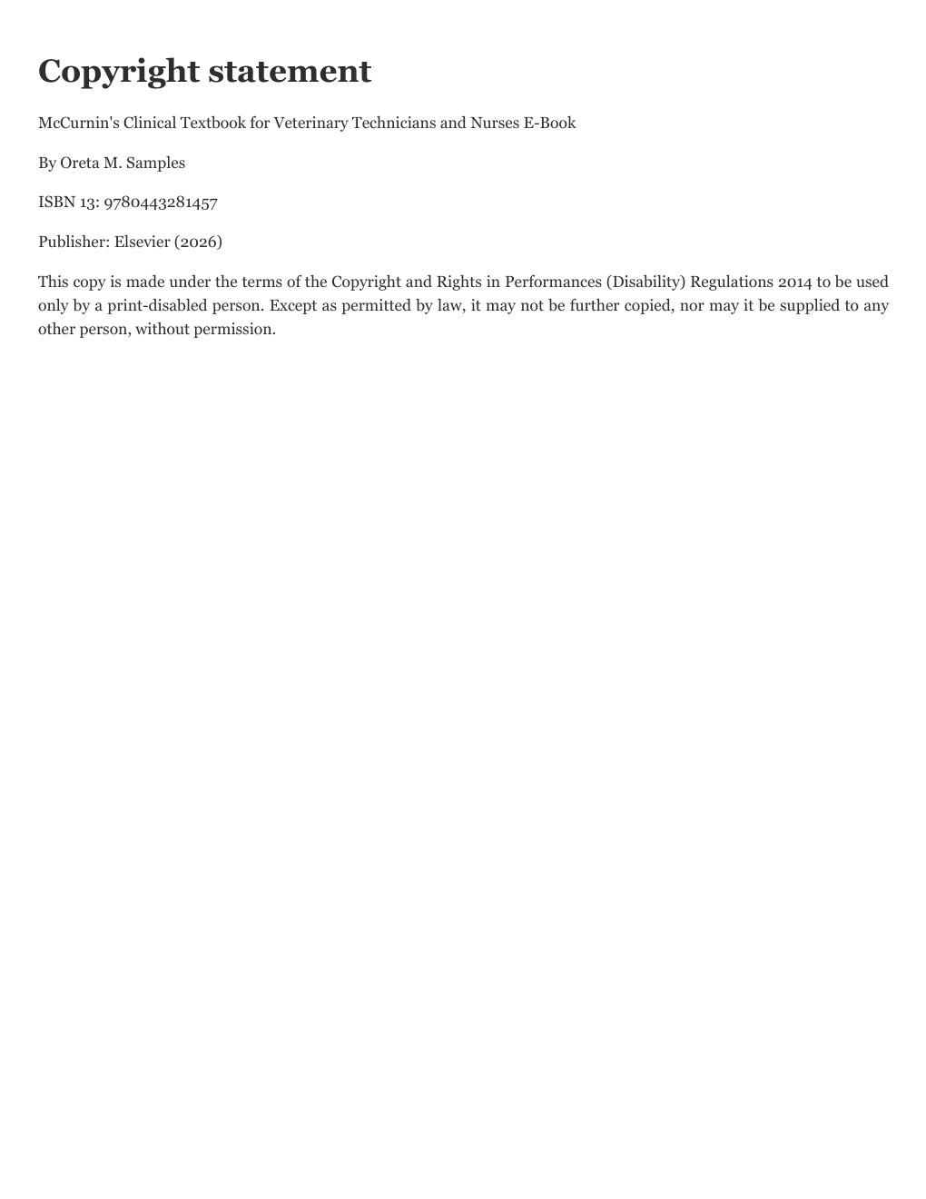 Preview page 2 of McCurnin's Clinical Textbook for Veterinary Technicians and Nurses 11th Edition By Oreta Samples, Paige Allen