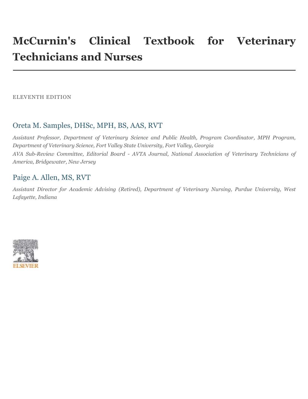 Preview page 3 of McCurnin's Clinical Textbook for Veterinary Technicians and Nurses 11th Edition By Oreta Samples, Paige Allen