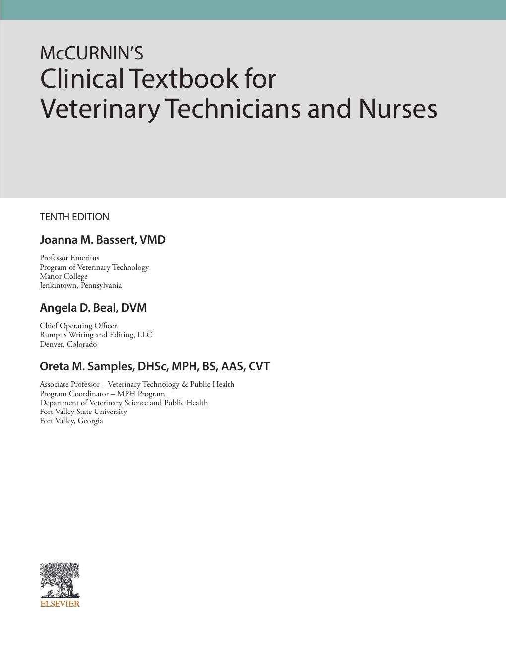 Preview page 5 of McCurnin's Clinical Textbook for Veterinary Technicians and Nurses 10th Edition By Joanna Bassert