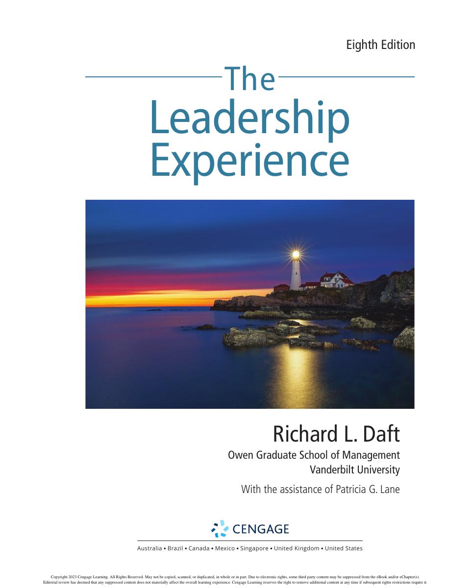 Preview page 2 of The Leadership Experience 8th Edition By Richard Daft eBook PDF
