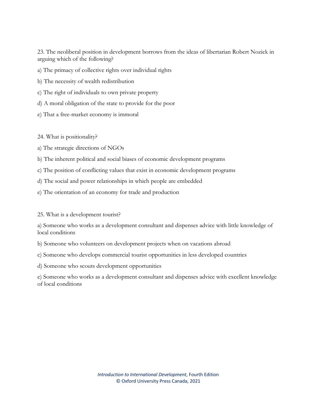 Preview page 7 of Test Bank Introduction to International Development 4th Edition Haslam