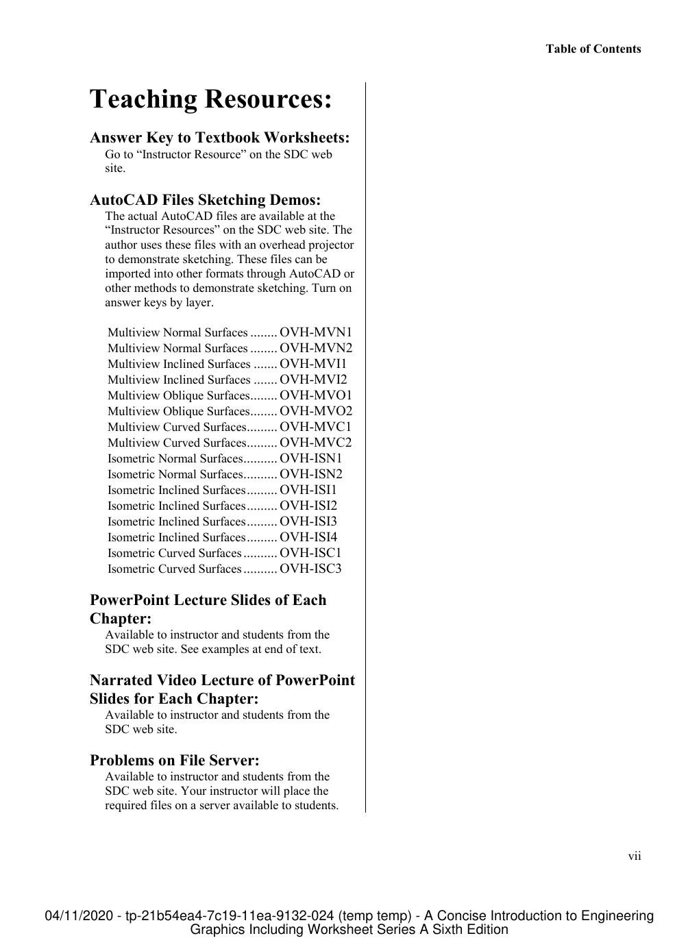 Preview page 10 of A Concise Introduction to Engineering Graphics Including Worksheet Series A 6th Edition By Timothy Sexton