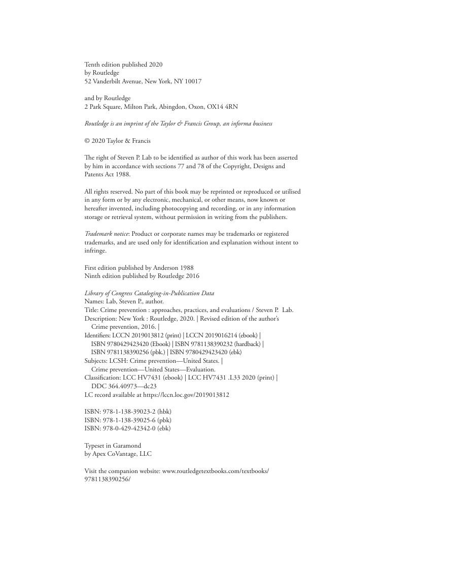 Preview page 5 of Crime Prevention Approaches, Practices, and Evaluations 10th Edition By Steven Lab