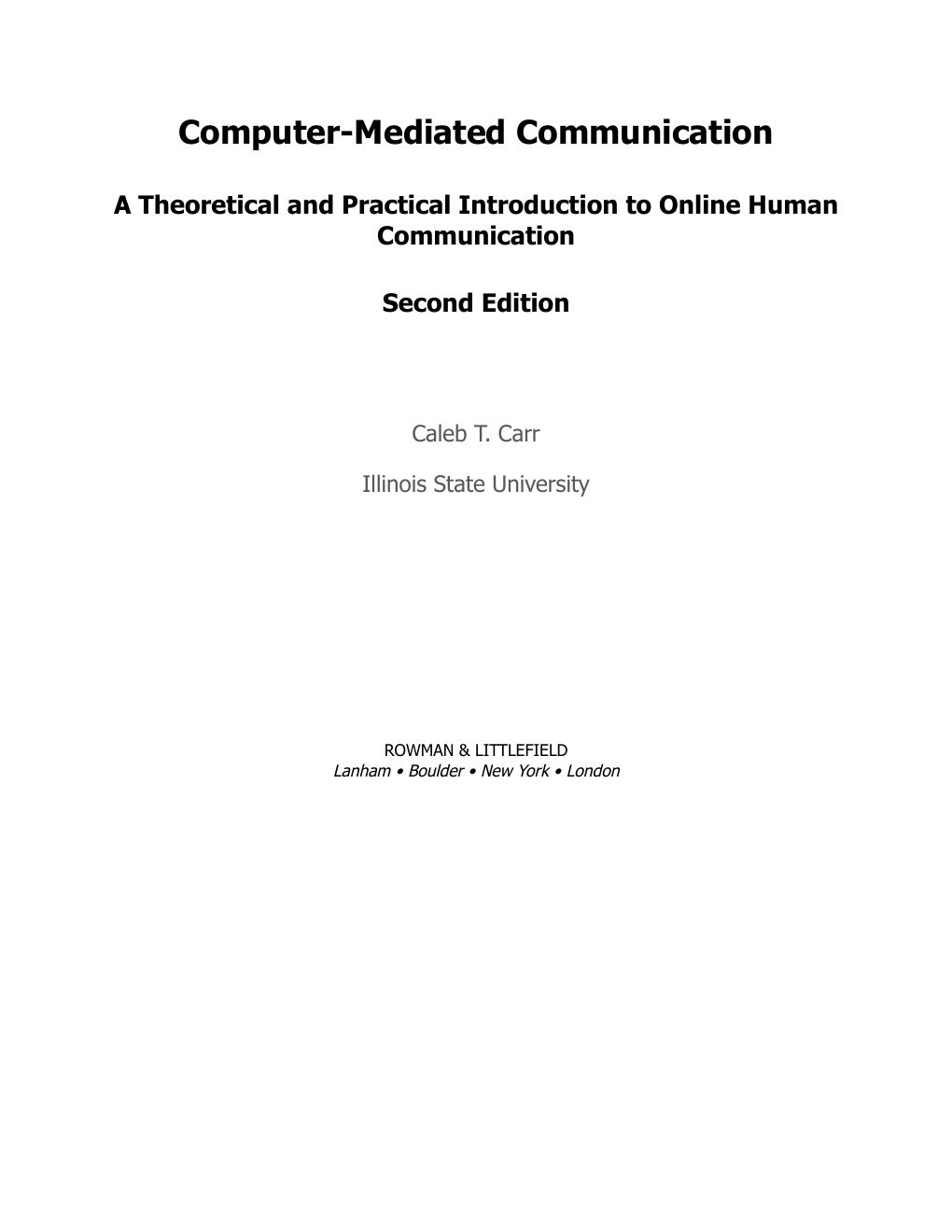Preview page 2 of EPUB Computer-Mediated Communication A Theoretical and Practical Introduction to Online Human Communication 2nd Edition