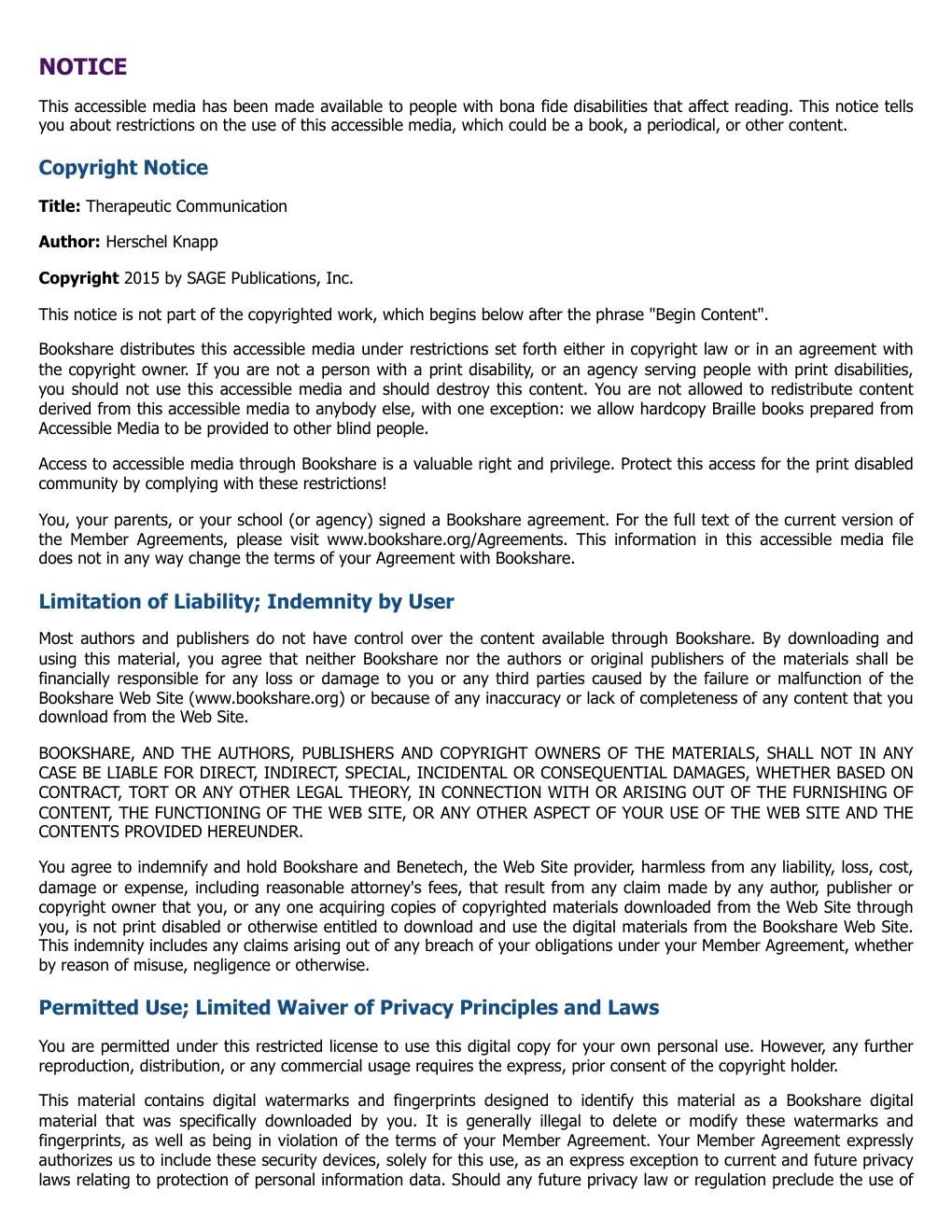 Preview page 2 of EPUB Therapeutic Communication Developing Professional Skills 2nd Edition By Herschel Knapp