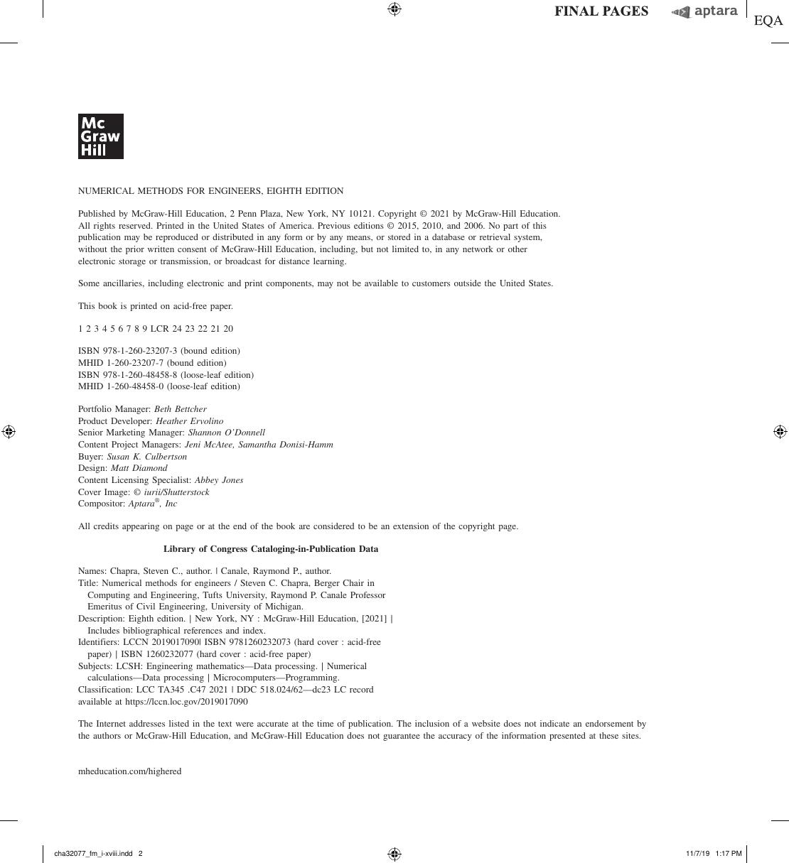 Preview page 3 of Numerical Methods for Engineers 8th Edition By Steven C Chapra; Raymond P Canale