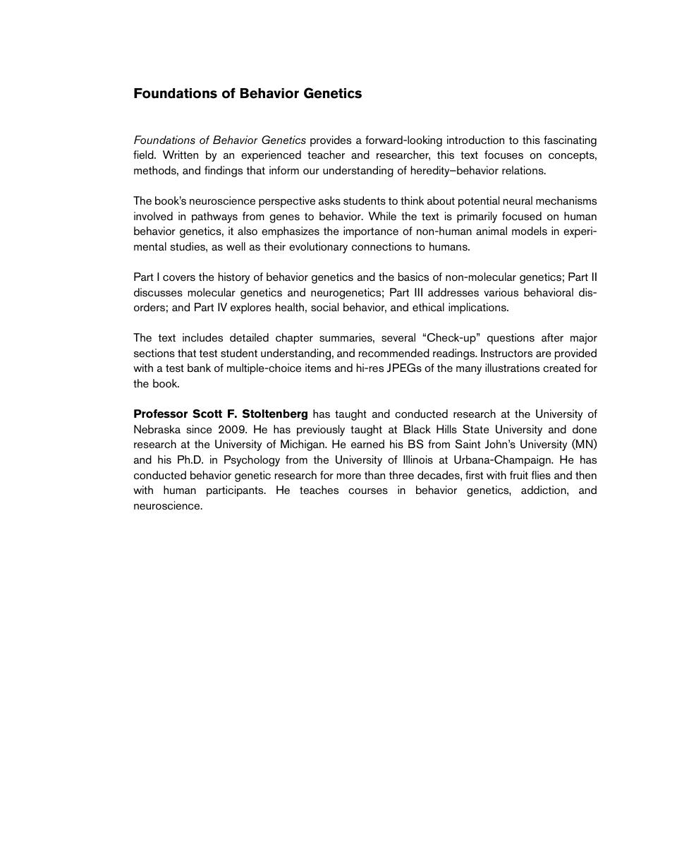 Preview page 3 of Foundations of Behavior Genetics 1st Edition By Scott Stoltenberg