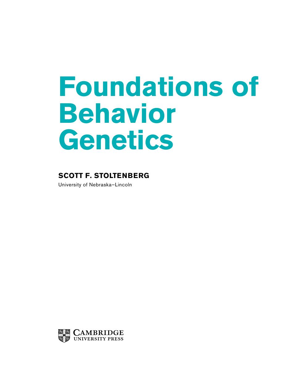 Preview page 5 of Foundations of Behavior Genetics 1st Edition By Scott Stoltenberg