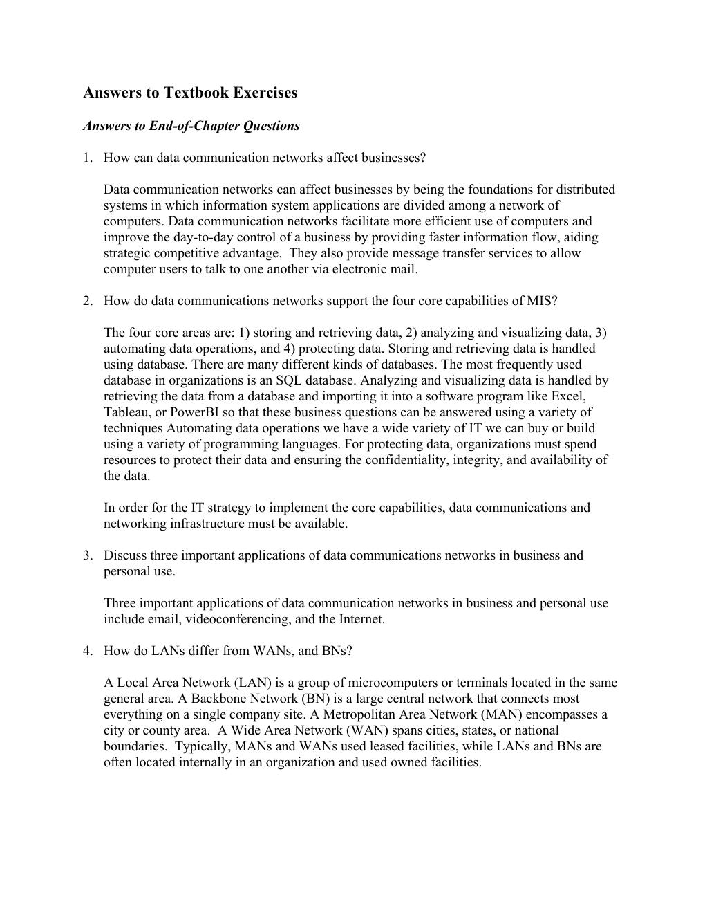 Preview page 5 of Solution Manual For Business Data Communications  and Networking  14th Edition by Jerry FitzGerald All Chapters 1- 12