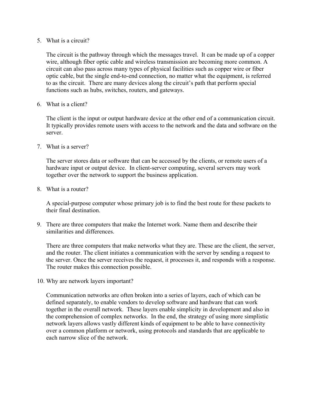 Preview page 6 of Solution Manual For Business Data Communications  and Networking  14th Edition by Jerry FitzGerald All Chapters 1- 12