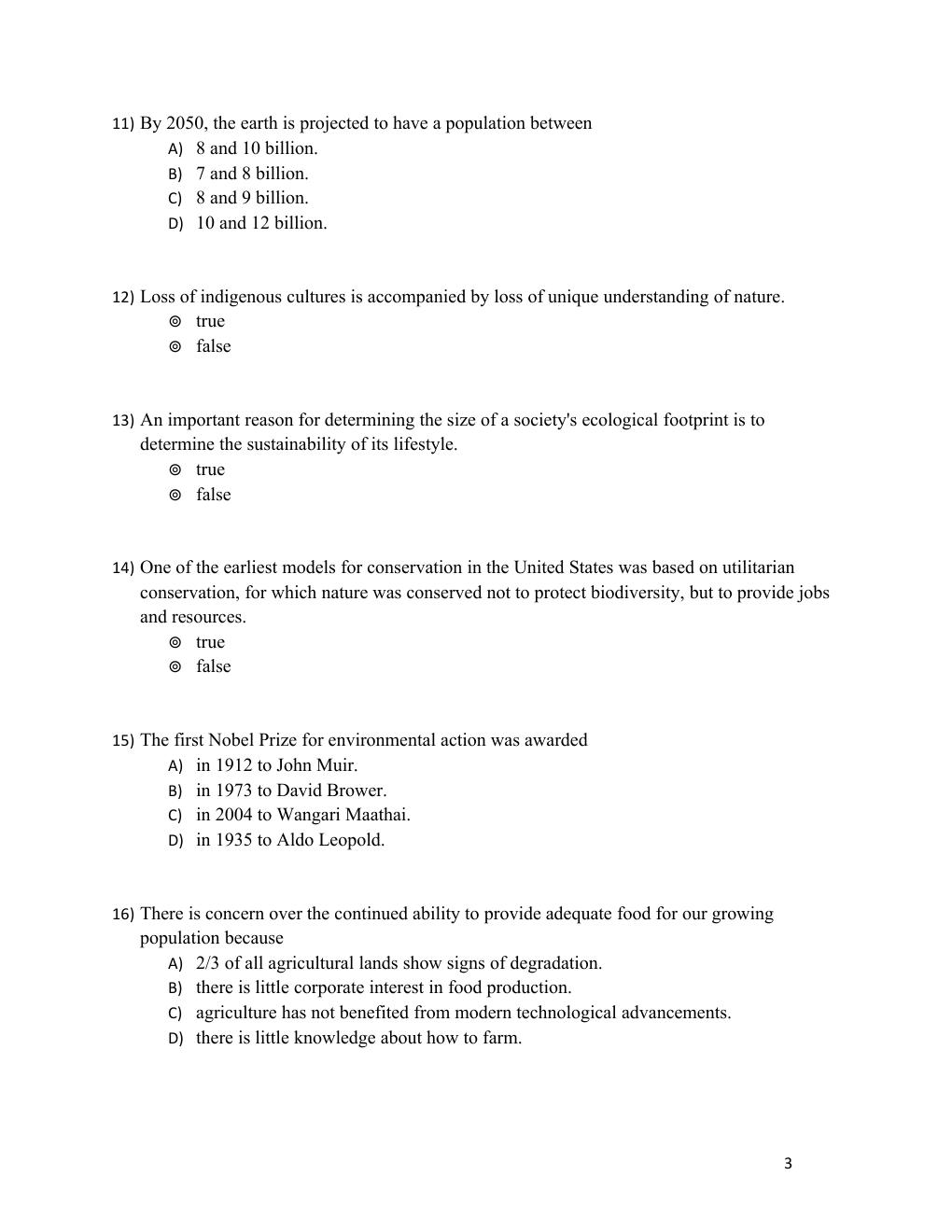 Preview page 3 of TEST BANK  Environmental Science A Global Concern 16th Edition By William Cunningham