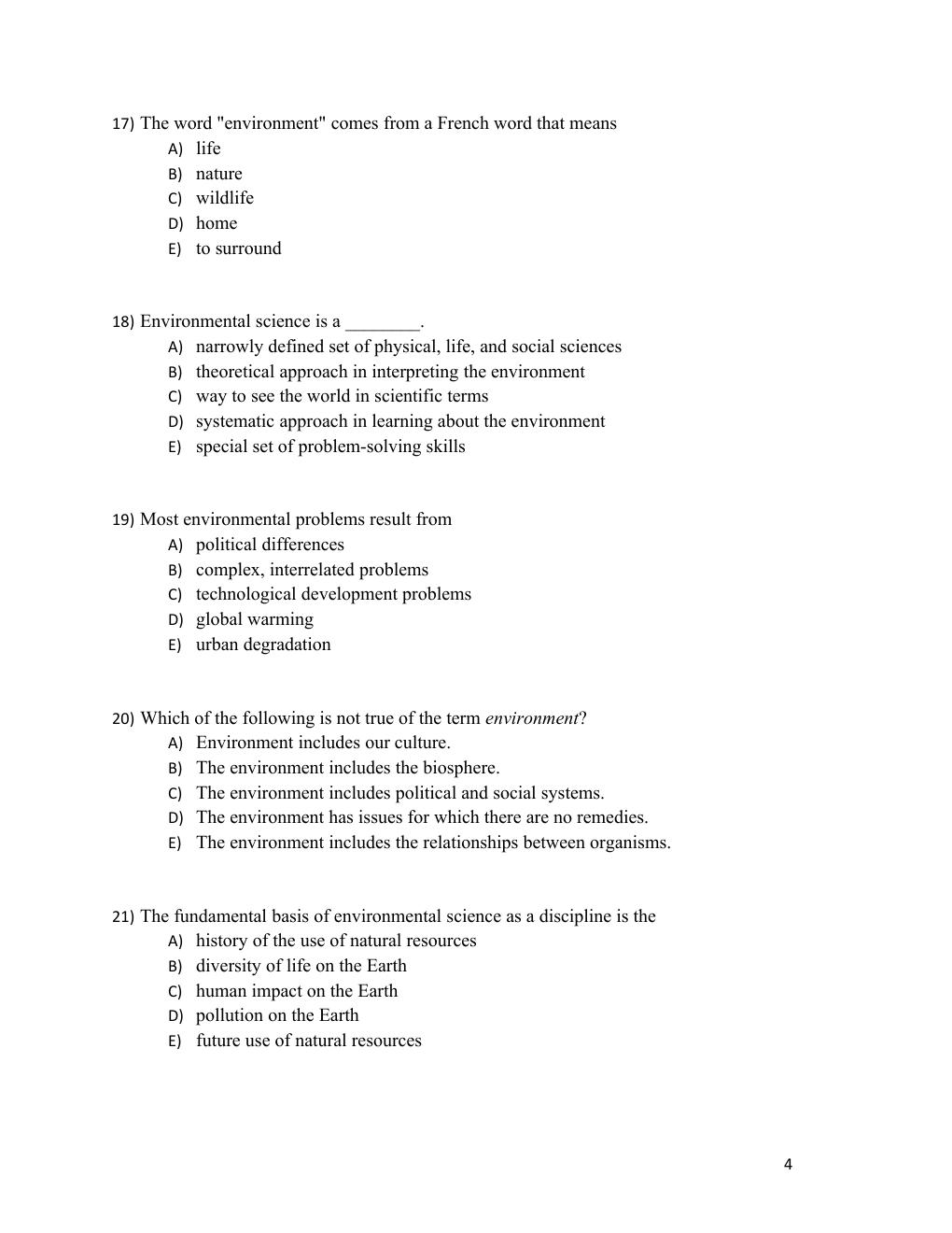 Preview page 4 of TEST BANK  Environmental Science A Global Concern 16th Edition By William Cunningham