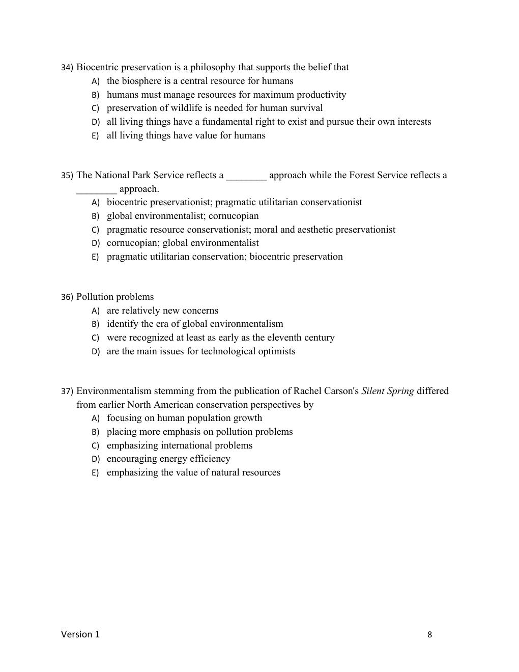 Preview page 8 of TEST BANK  Environmental Science A Global Concern 16th Edition By William Cunningham