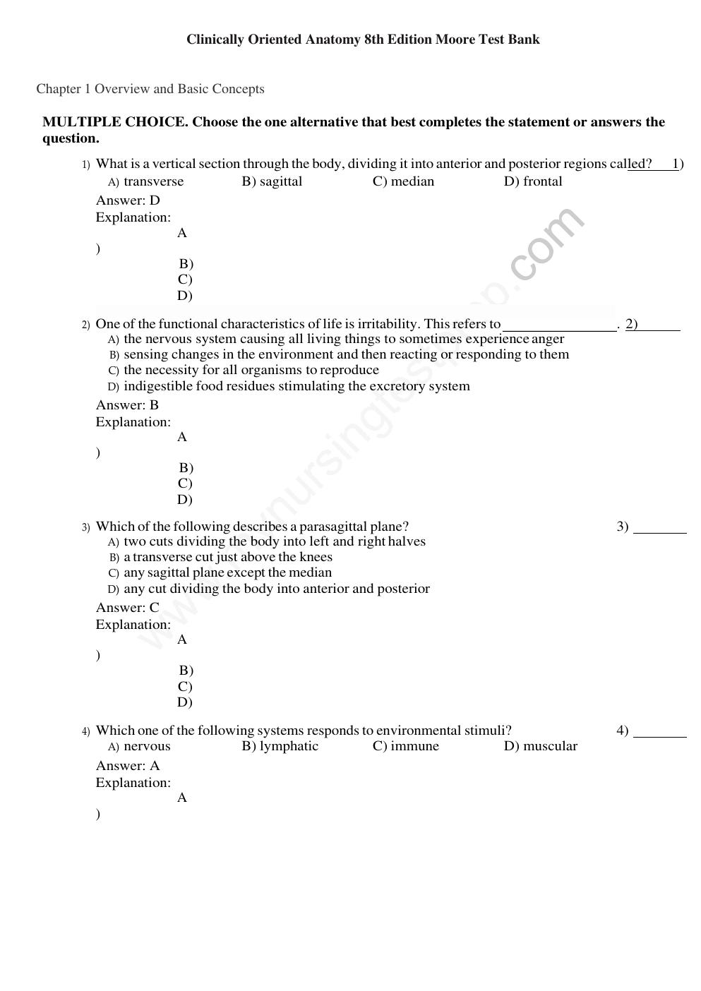 Preview page 2 of Clinically Oriented Anatomy 8th Edition Moore Test Bank