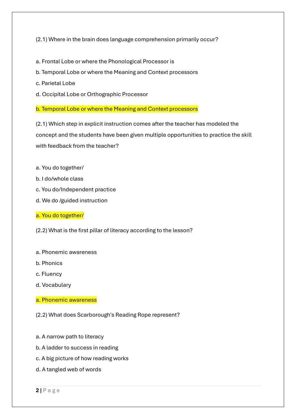 Preview page 2 of D677 ELEMENTARY LITERACY CURRICULUM  EXAM