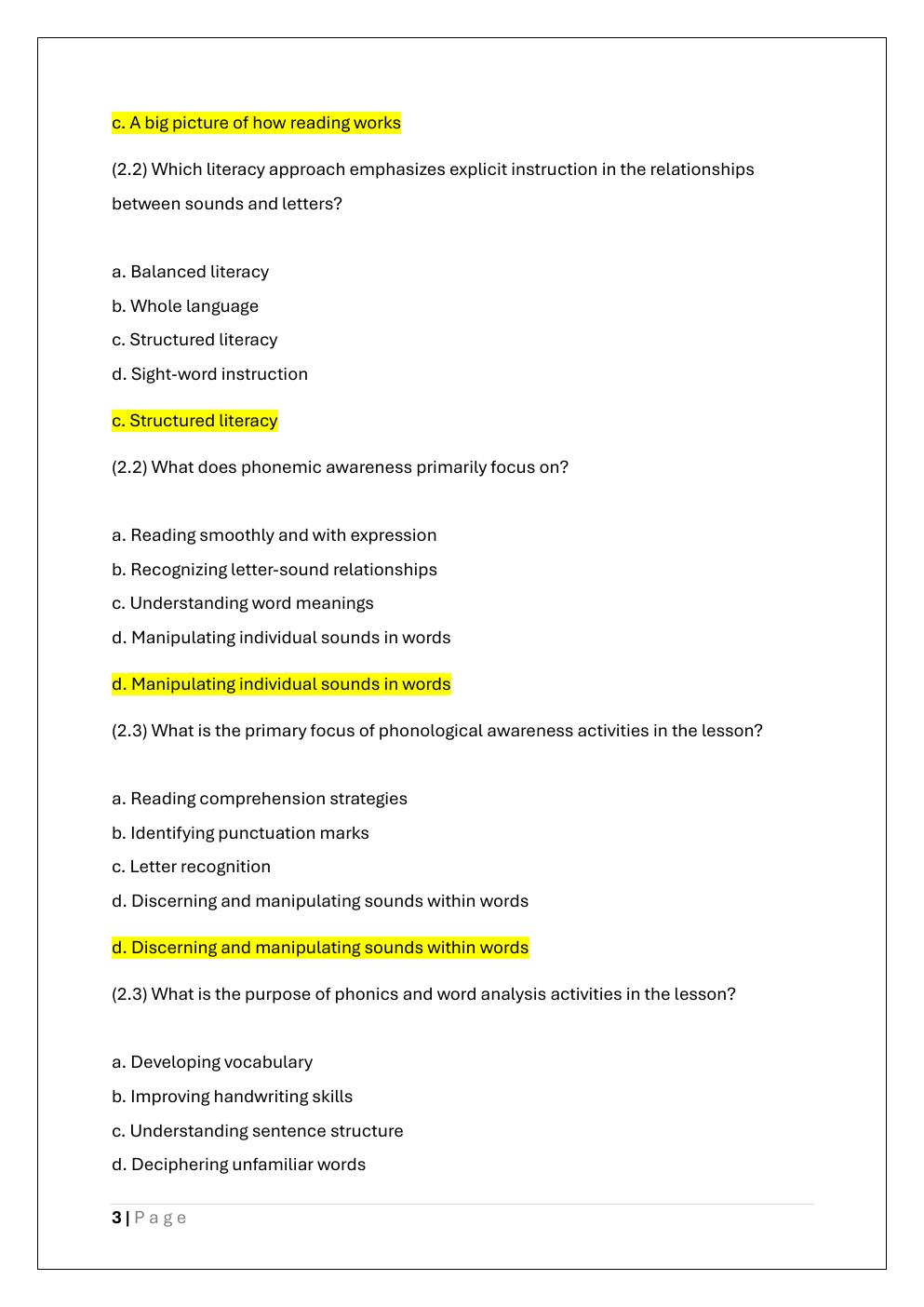 Preview page 3 of D677 ELEMENTARY LITERACY CURRICULUM  EXAM