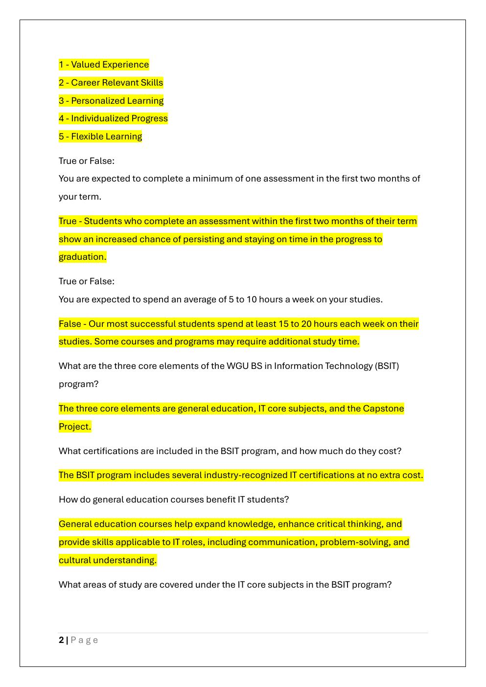 Preview page 2 of WGU ORIENTATION REVIEW EXAM