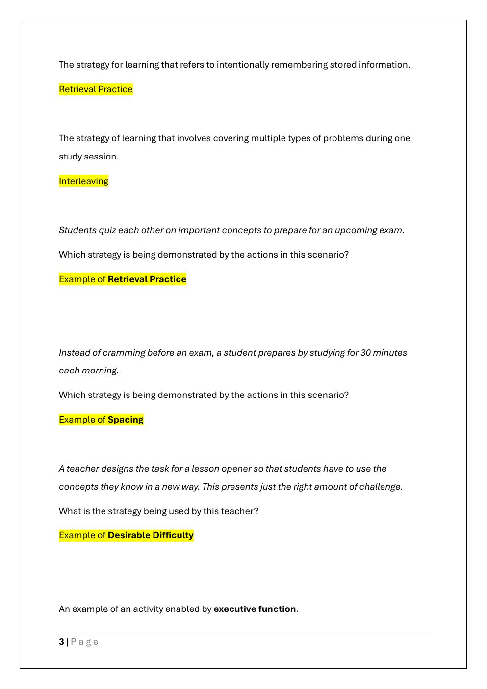 Preview page 3 of D664 PRE -ASSESSMENT/ D664 LEARNERS AND  LEARNING SCIENCE PA EXAM