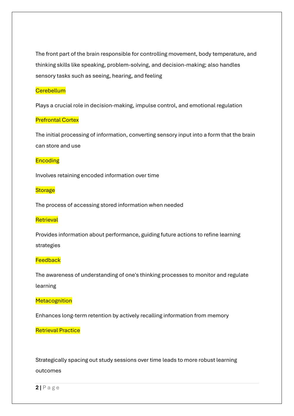 Preview page 2 of D664 LEARNERS AND LEARNING SCIENCE  PRACTICE ON NEUROSCIENCE KEY  CONCEPT EXAM