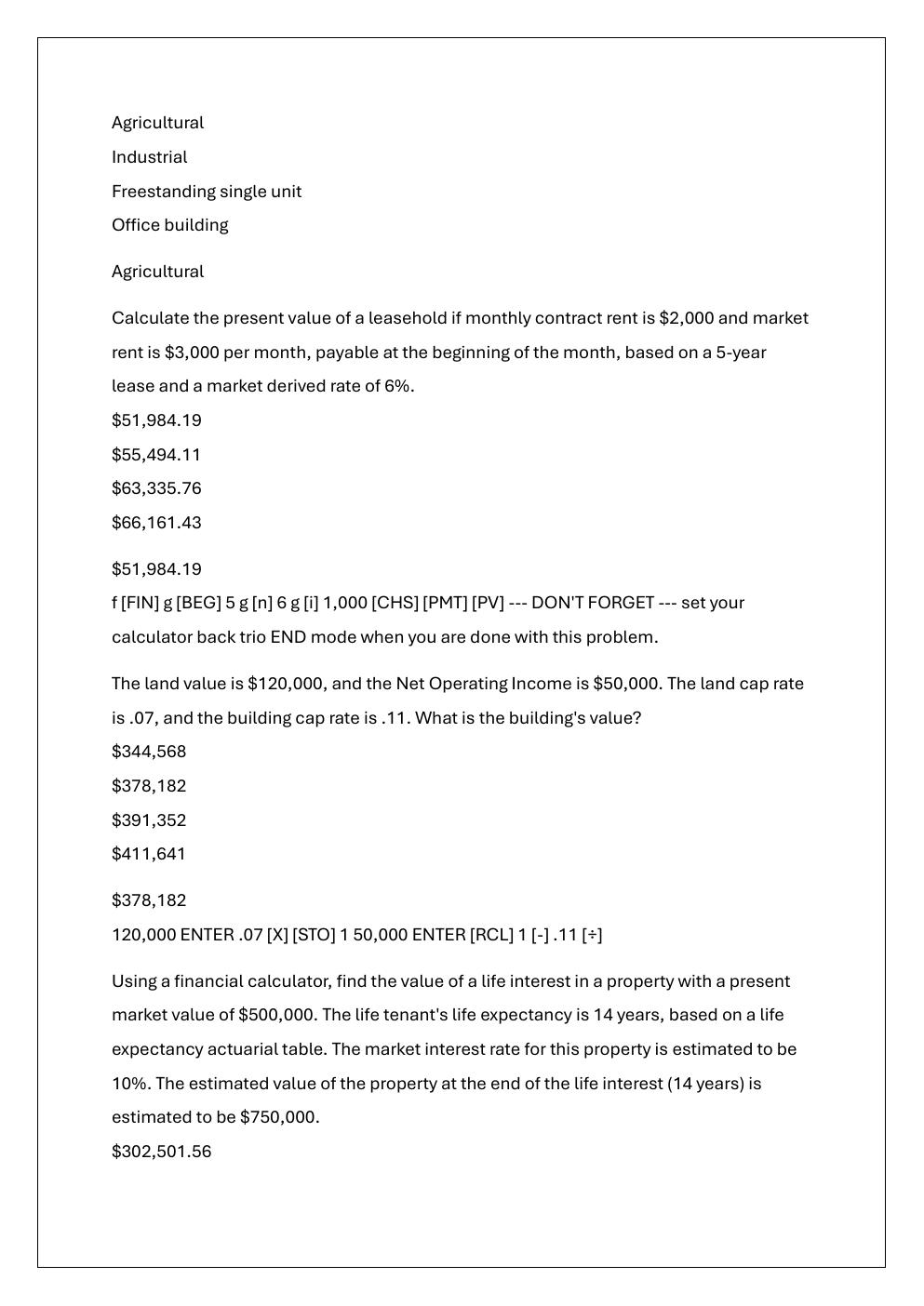 Preview page 6 of GENERAL APPRAISER INCOME APPROACH  PRACTICE EXAM