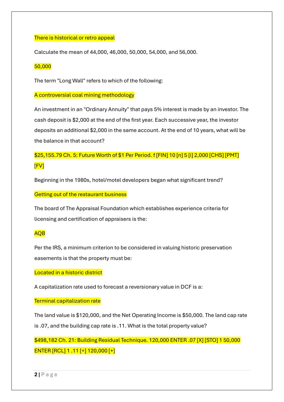 Preview page 2 of GENERAL APPRAISER INCOME APPROACH  FINAL EXAM