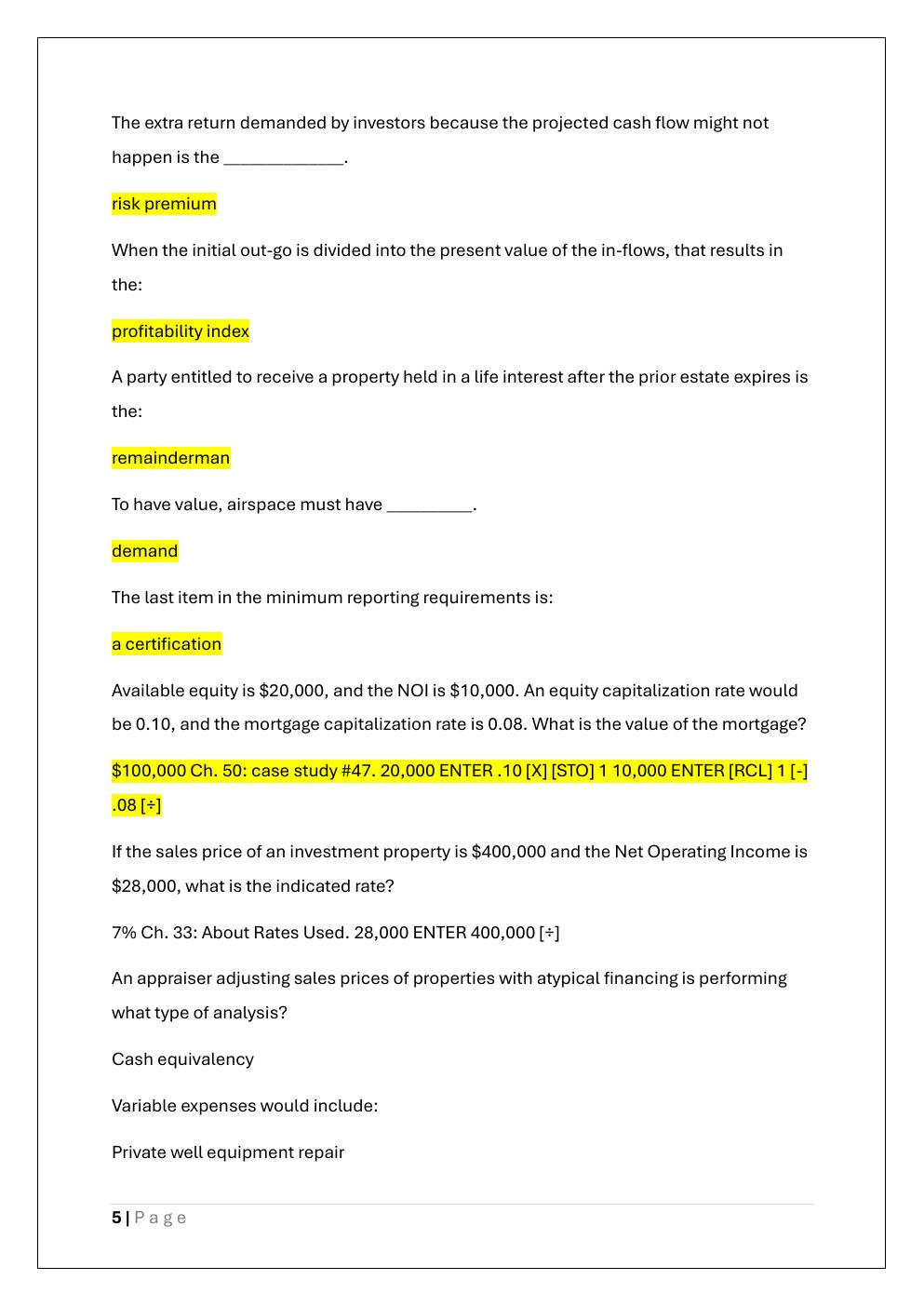 Preview page 5 of GENERAL APPRAISER INCOME APPROACH  FINAL EXAM