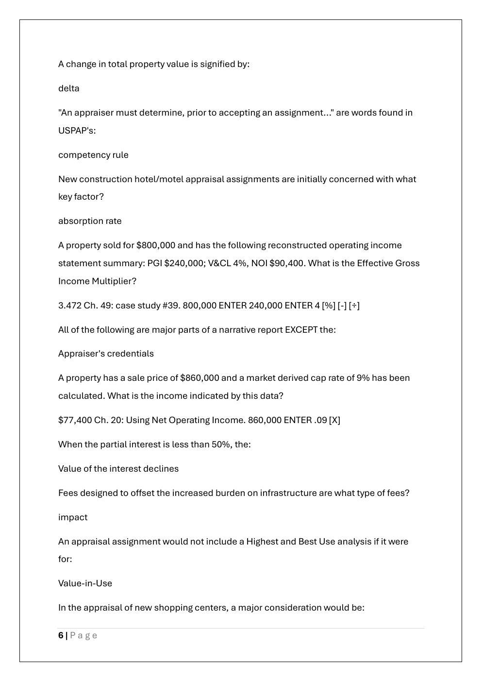 Preview page 6 of GENERAL APPRAISER INCOME APPROACH  FINAL EXAM