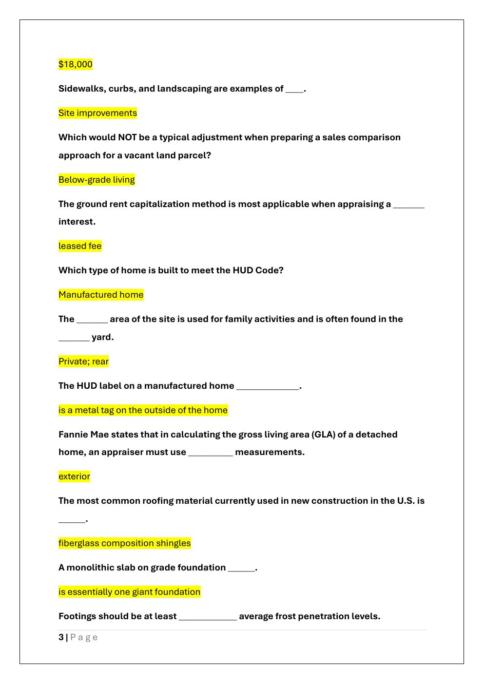 Preview page 3 of APPRAISER TRAINEE EXAM REVIEW