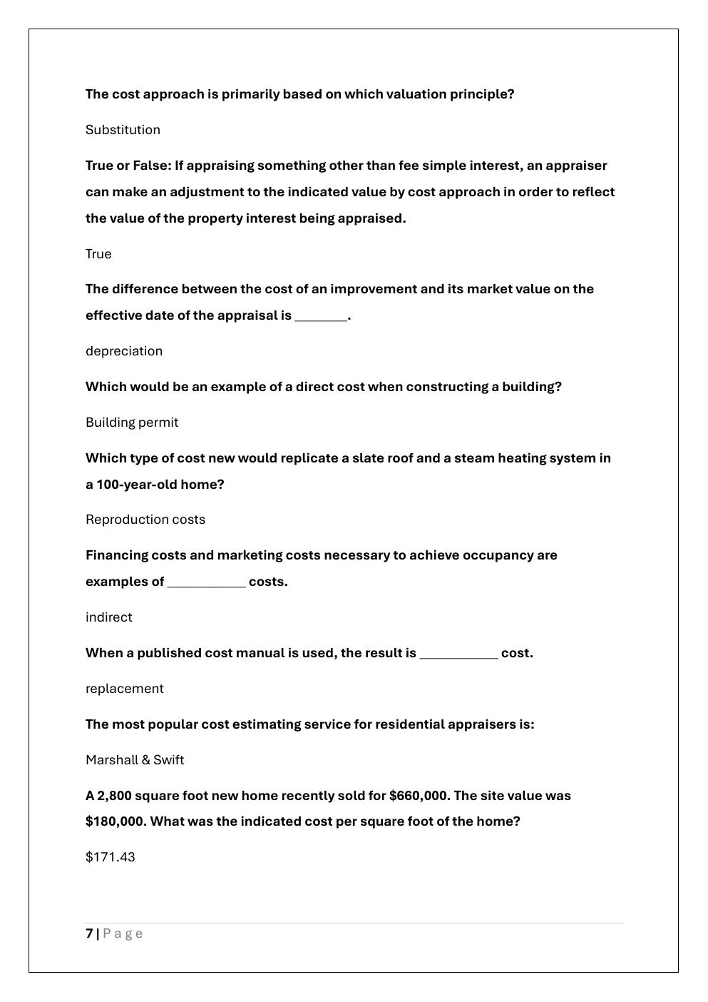 Preview page 7 of APPRAISER TRAINEE EXAM REVIEW