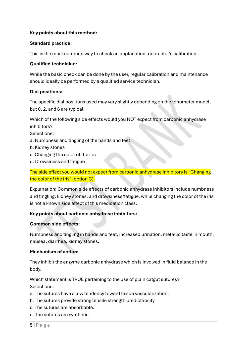 Preview page 5 of COA -CERTIFIED OPHTHALMIC ASSISTANT  TEST BANK 2 EXAM REVIEW