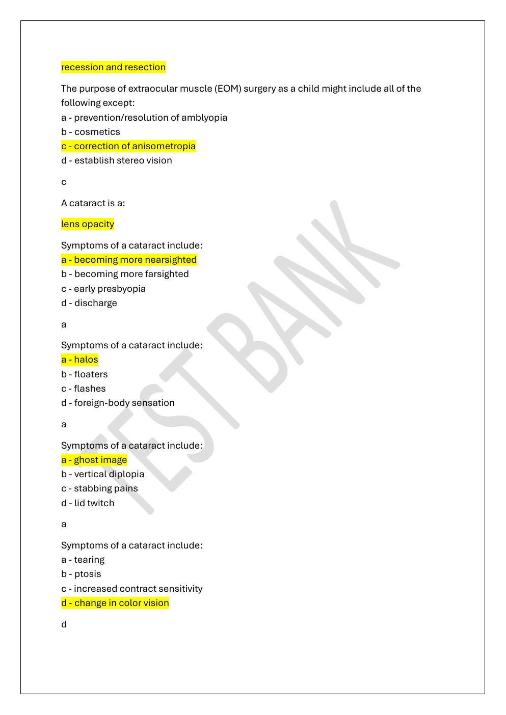 Preview page 2 of COA -CERTIFIED OPHTHALMIC ASSISTANT  PREP TEST BANK 4 EXAM