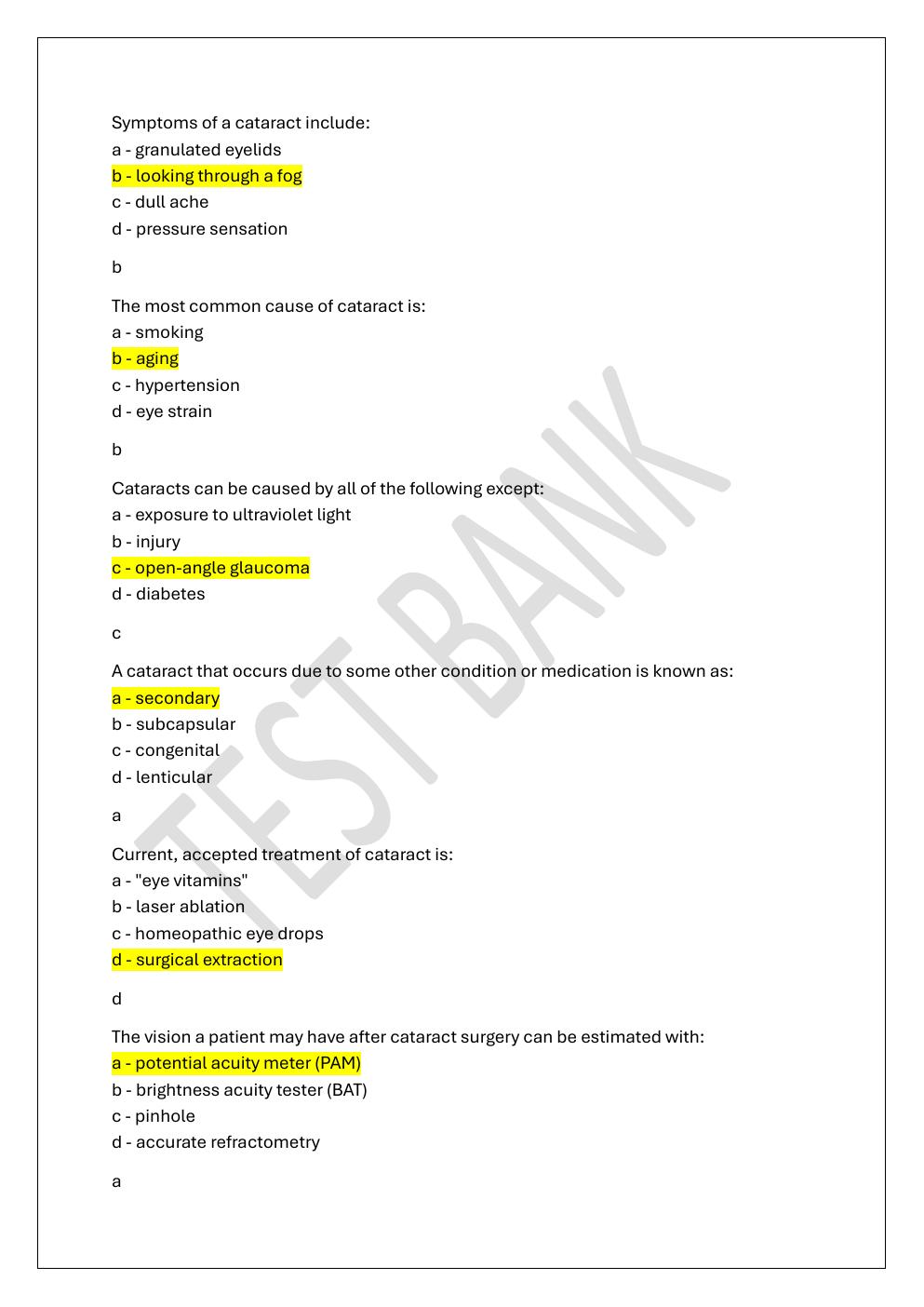 Preview page 3 of COA -CERTIFIED OPHTHALMIC ASSISTANT  PREP TEST BANK 4 EXAM