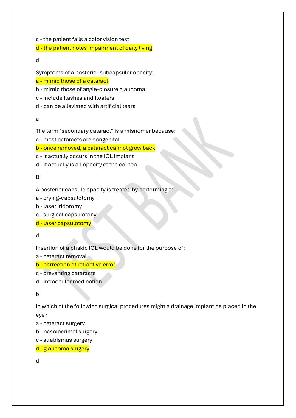 Preview page 5 of COA -CERTIFIED OPHTHALMIC ASSISTANT  PREP TEST BANK 4 EXAM