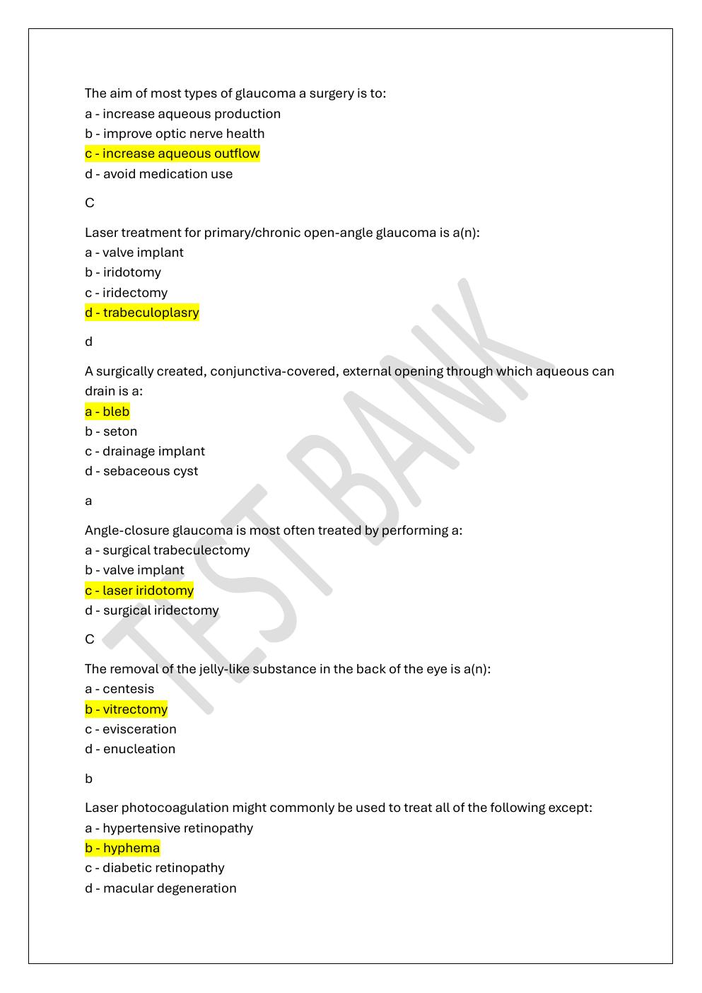Preview page 6 of COA -CERTIFIED OPHTHALMIC ASSISTANT  PREP TEST BANK 4 EXAM
