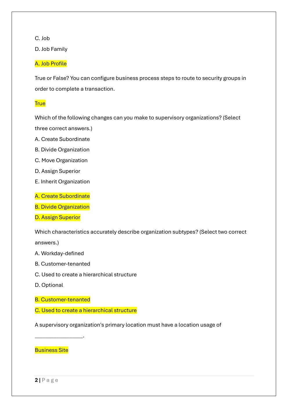 Preview page 2 of WORKDAY PRO HCM PRACTICE EXAM
