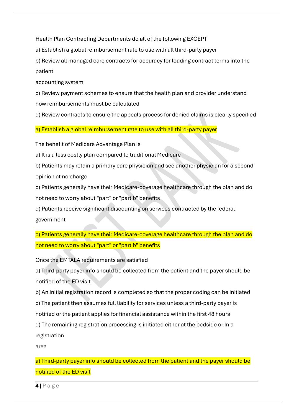 Preview page 4 of CERTIFIED REVENUE CYCLE  REPRESENTATIVE CRCR CERTIFICATE EXAM  TEST BANK
