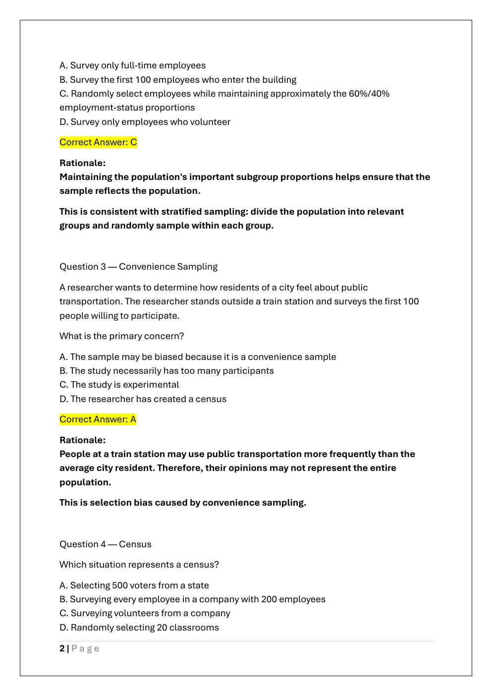 Preview page 2 of WGU D772 STATISTICAL DATA LITERACY OA  EXAM