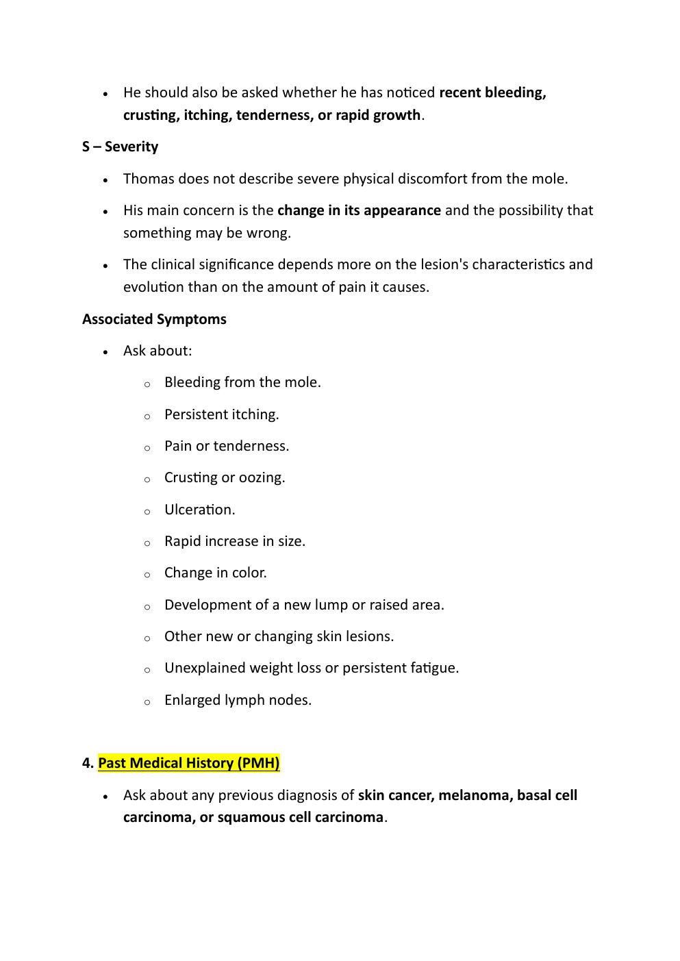 Preview page 5 of I-Human Comprehensive Case  Study. 72-Year-Old Thomas Wilder.  Reason For Encounter: Unusual  Mole.   With A Soap Note.