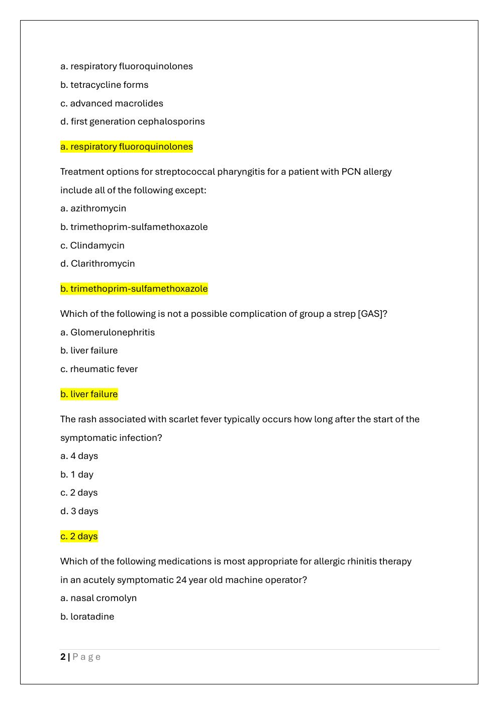Preview page 2 of NURS 5433 FAMILY II FINAL PRACTICE EXAM
