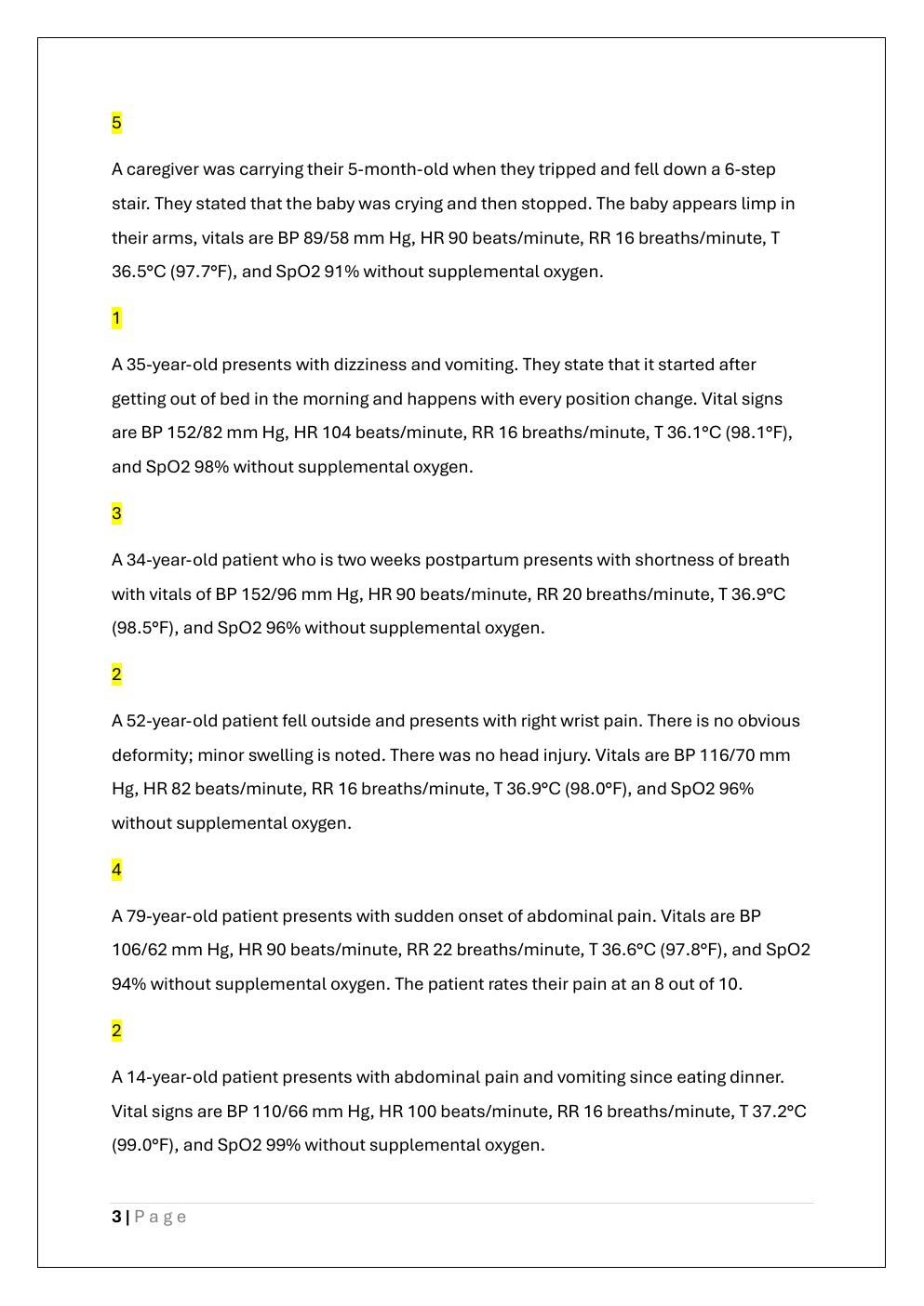 Preview page 3 of ENA TRIAGE ESI 2.0, ENA ESI 2.0 EXAM
