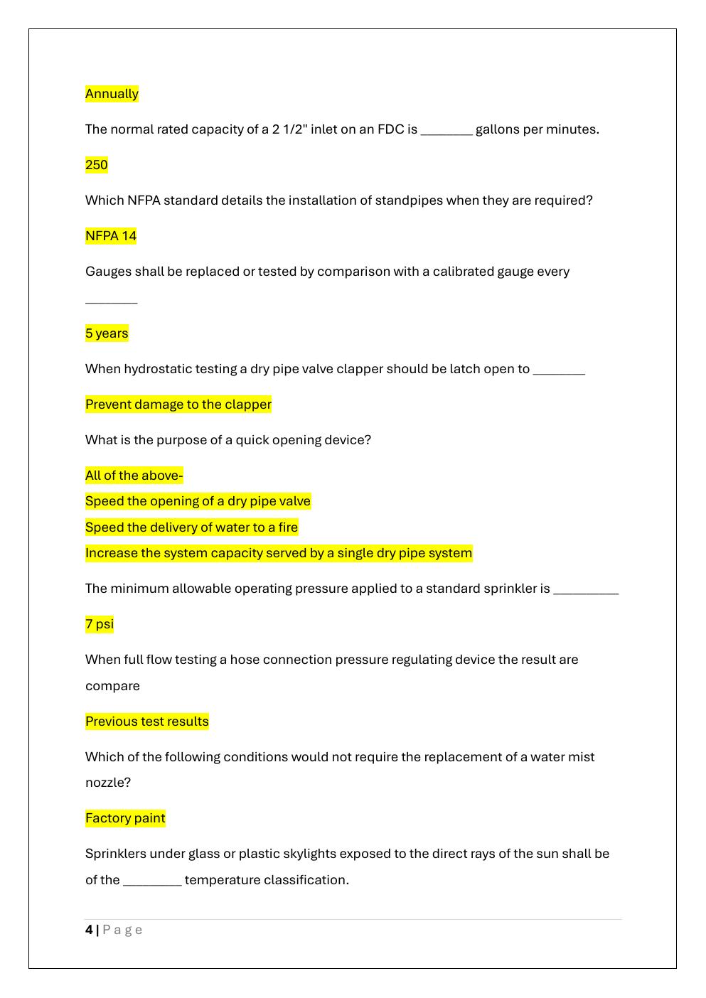 Preview page 4 of SPRINKLER FITTER PRO PRACTICE EXAM