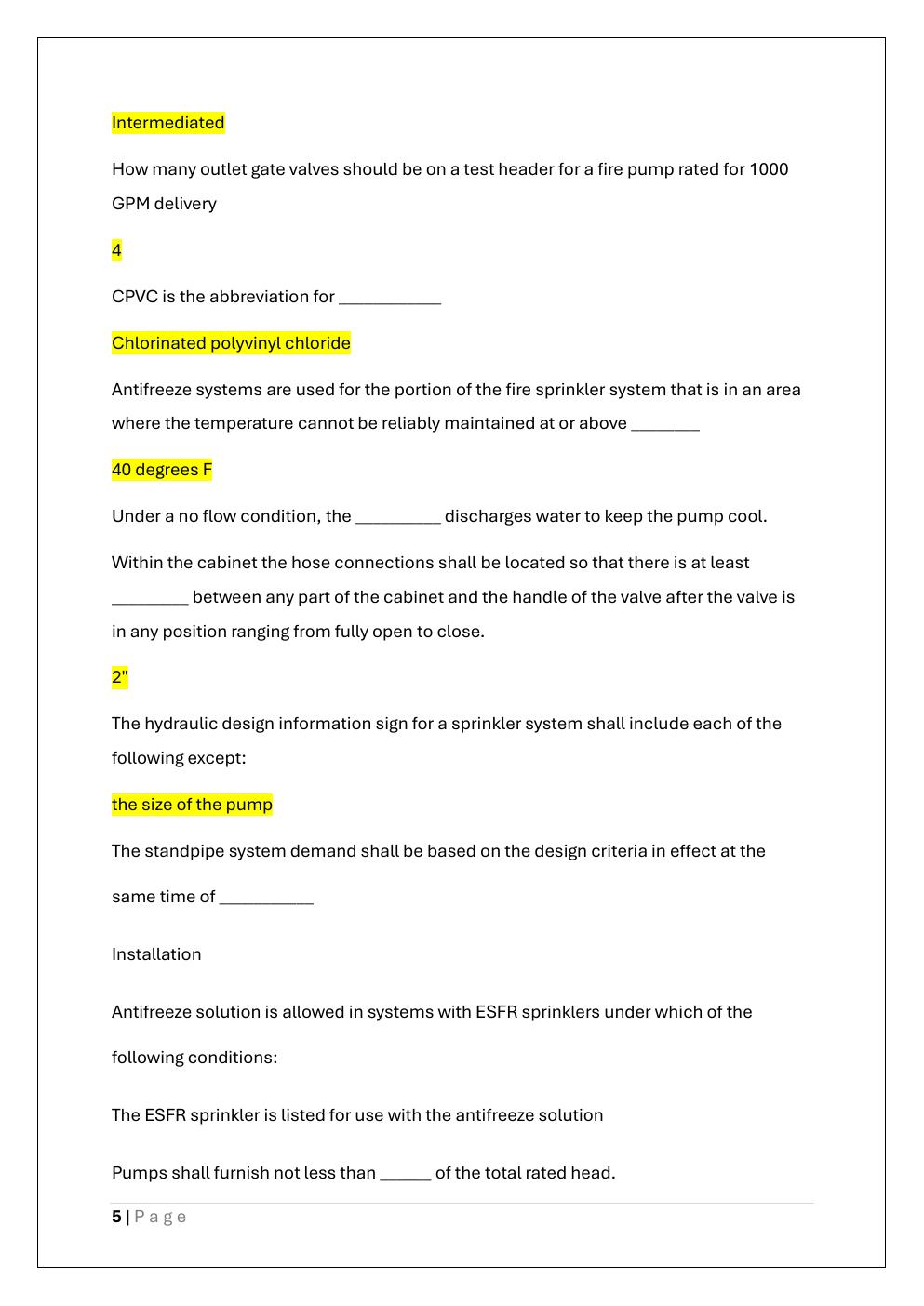 Preview page 5 of SPRINKLER FITTER PRO PRACTICE EXAM