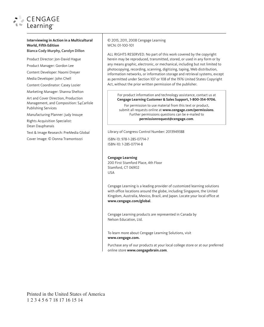 Preview page 3 of Interviewing in Action in a Multicultural World 5th Edition by Bianca Cody Murphy, Carolyn Dillon