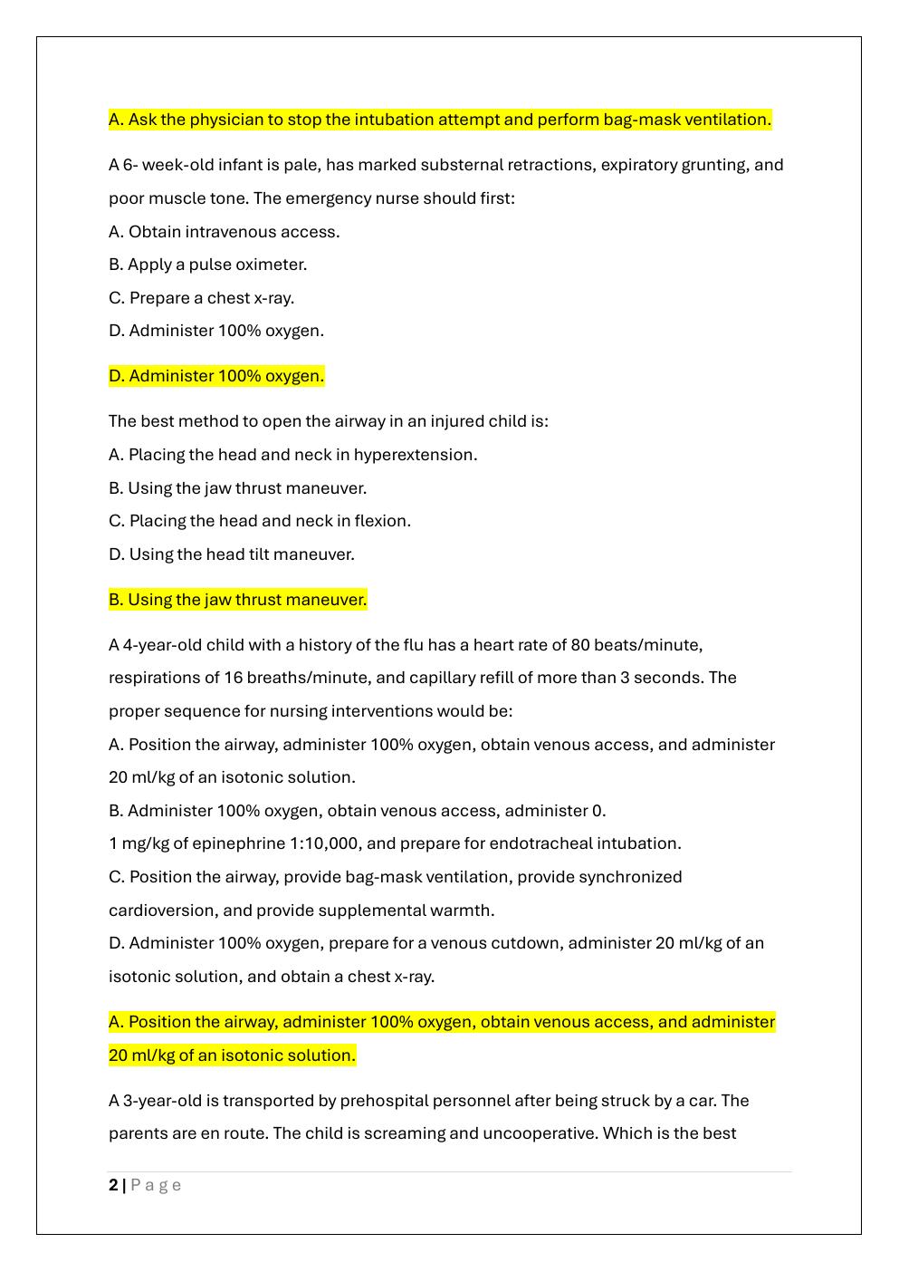 Preview page 2 of ENPC 6th EDITION PRACTICE EXAM