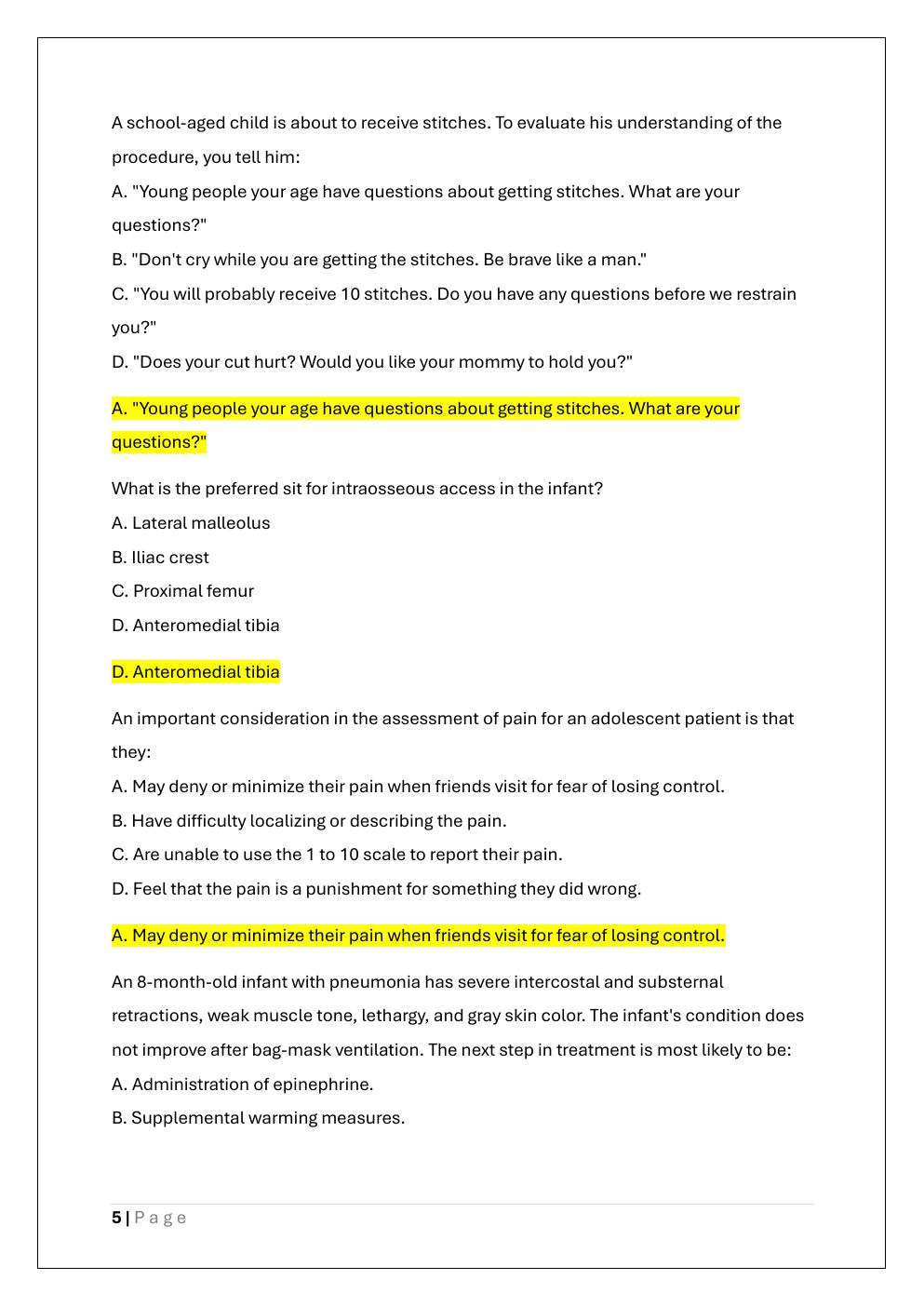 Preview page 5 of ENPC 6th EDITION PRACTICE EXAM